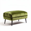 Velvet ottoman footrest in green 60 x 40 x 35cm with black legs
