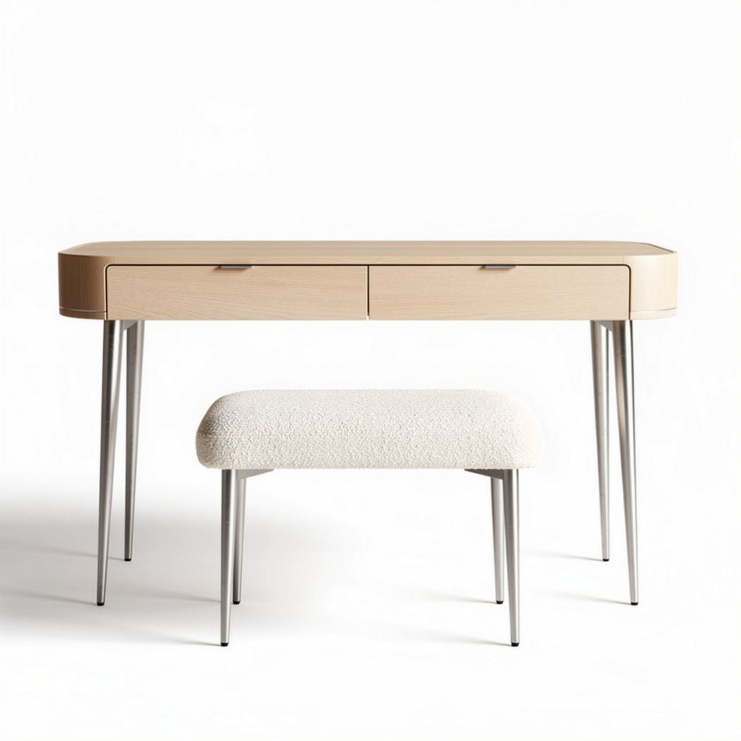 Wooden desk with two drawers and metal legs 100 x 40 x 75cm