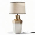 Ceramic table lamp with beige fabric shade and tapered design 25 x 25 x 50cm