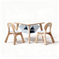 Kids wooden table and chair set with storage bins 80 x 80 x 50cm natural color