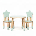Kids star-shaped table and chair set made of wood in mint green 80 x 60 x 60cm
